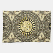 White Gold Black Solar OM Mandala Home Decor Theedoek (Horizontaal)