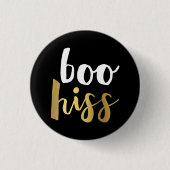 White & Gold Boo Hiss Button (Voorkant)