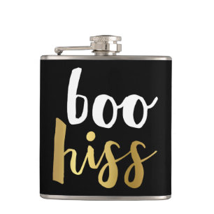White & Gold Boo Hiss Flask Heupfles