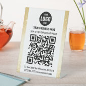 White & Gold Business QR Code voetstuk teken Reclamebord Met Voetstuk (Insitu)