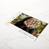 White Gold Calligraphy Photo Afstuderen Folie Uitnodiging (Gedraaid)