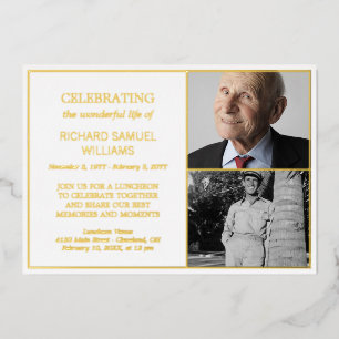 White Gold Celebrating Life 2 Foto's Memorial Folie Uitnodiging