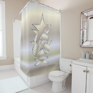 White gold Christmas Douchegordijn