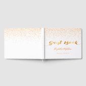 White gold confetti script bruiloft gastenboek (Volledig)