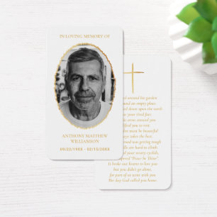 White & Gold Custom Photo Memorial-Kaarten Visitekaartje