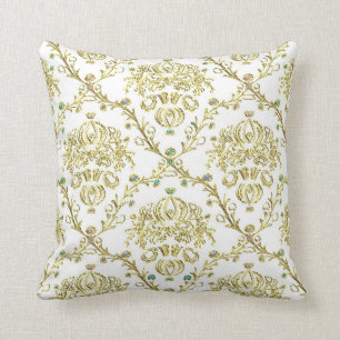 White Gold Damask print Sierkussen
