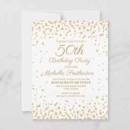 White Gold Diamond Glitter Women's 50th Birthday Kaart