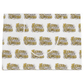 White Gold Elegant Merry Kerstmis Rustic  Groot Cadeauzakje (Voorkant)