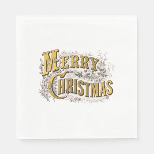 White Gold Elegant Merry Kerstmis Rustic  Servet (Voorkant)