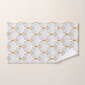White, Gold en Black Art Deco Fan Flower Motif Bad Handdoek (Handdoek)