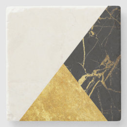 White Gold en Black Marble Stone Onderzetter