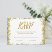 White Gold Faux Glitter RSVP (Staand voorkant)