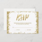 White Gold Faux Glitter RSVP (Voorkant / Achterkant)