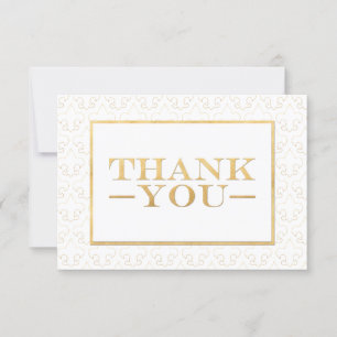 White & Gold Fleur De Lis Mariage Merci Cartes