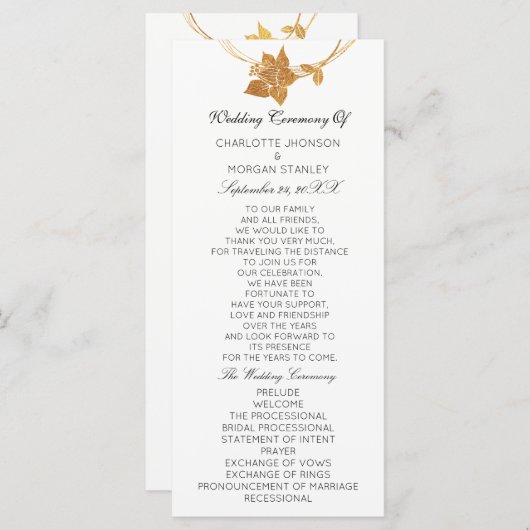 White Gold Floral Event Wedding Programme Offical1 (Devant / Derrière)