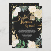 White Gold Floral Roos Vrijgezellenfeest per post Kaart (Voorkant / Achterkant)