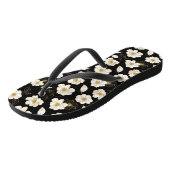 White Gold Flowers Black Teenslippers (Schuin)