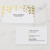 White Gold Foil Glam Confetti Stippen Visitekaartj Visitekaartje (Voorkant / Achterkant)