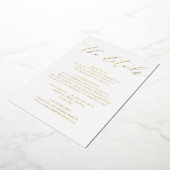White Gold Foil Minimalist Wedding Enclosure Kaart (Gedraaid)