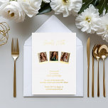White & Gold Foil Photo 30th Birthday Invitation<br><div class="desc">Gardez-le chic et intemporel avec cette invitation de 30ème anniversaire en feuille blanche et or, avec un script élégant en feuille métallique réelle et trois cadres photo personnalisables. L'arrière - plan blanc immaculé lui donne un look propre et moderne, parfait pour une célébration d'anniversaire d'adulte minimaliste et stylisée. Téléchargez facilement...</div>