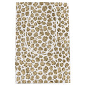 White Gold Glam Glitter Glitz Leopard Print Medium Cadeauzakje (Voorkant)