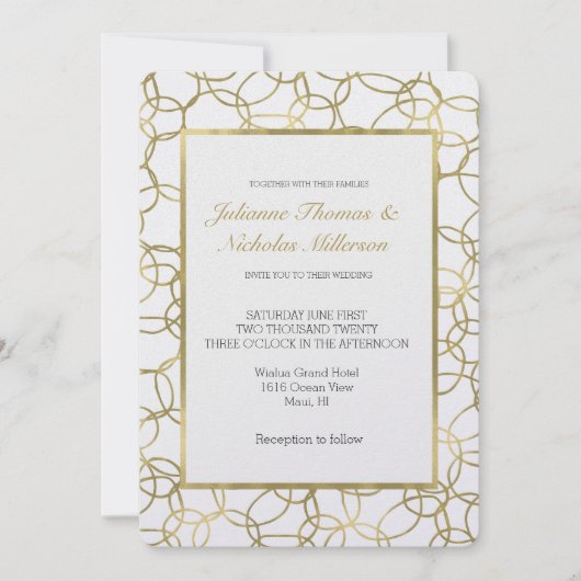 White Gold Glam Stylish Circles Weddenschap Kaart (Voorkant)