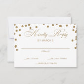 White Gold Glitter Confetti Elegant Wedding RSVP Kaartje (Voorkant)