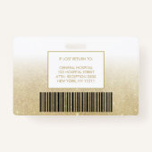 White Gold Glitter gradiënt Foto Logo Employee ID Badge (Achterkant)