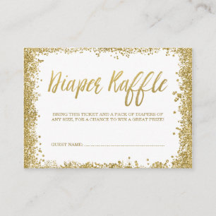White Gold Glitter Luier Raffle Ticket Informatiekaartje