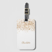 White gold glitter name script bagagelabel (Voorkant (verticaal))