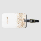 White gold glitter name script bagagelabel (Voorkant (horizontaal))
