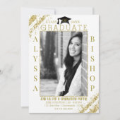 White Gold Glitter Photo Afstuderen Afstuderen Par Kaart (Voorkant)