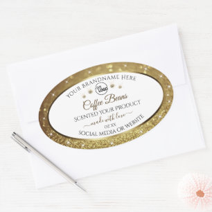 White Gold Glitter Product Labels Logo Diamonds