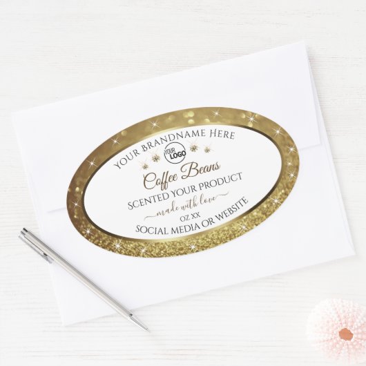 White Gold Glitter Product Labels Logo Diamonds (Envelop)