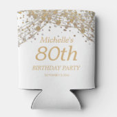 White Gold Glitter Surprise 80th Birthday Blikjeskoeler (Achterkant)