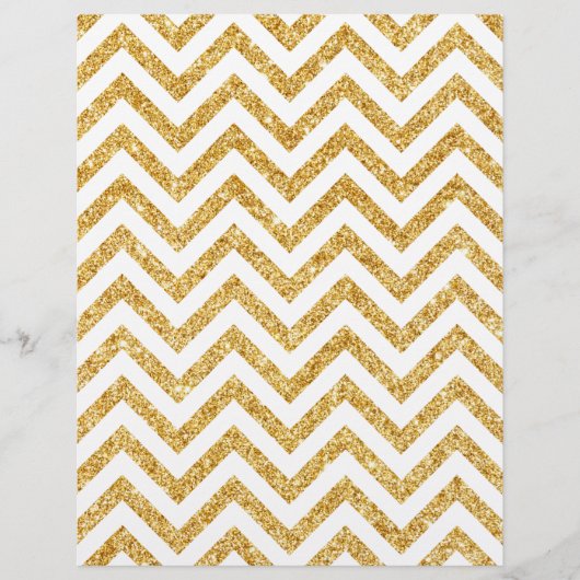 White Gold Glitter Zigzag Stripes Chevron Pattern Flyer (Voorkant)