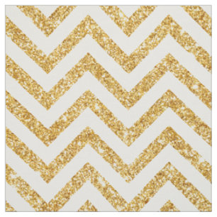 White Gold Glitter Zigzag Stripes Chevron Pattern Stof