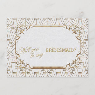 White Gold Great Gatsby Art Dec Wedding Bridesmaid Kaart