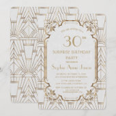 White Gold Great Gatsby Art Deco Birthday Party Kaart (Voorkant / Achterkant)