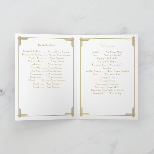 White Gold Great Gatsby Art Déco Programmes de mar (Intérieur)