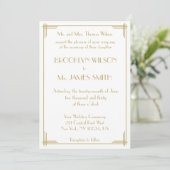 White Gold Great Gatsby Art Deco Wedding Invites Kaart (Staand voorkant)