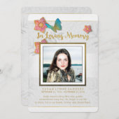 White Gold & Grey Butterfly Memorial Bedankkaart (Voorkant / Achterkant)