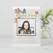 White Gold & Grey Butterfly Memorial Bedankkaart (Staand voorkant)