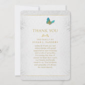 White Gold & Grey Butterfly Memorial Bedankkaart (Achterkant)