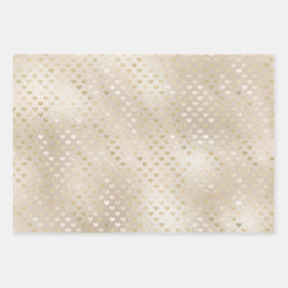 White Gold Hearts    Inpakpapier Vel