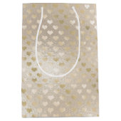 White Gold Hearts Medium Cadeauzakje (Voorkant)