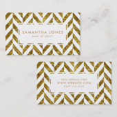 White Gold Herringbone Pattern make up Artist Visitekaartje (Voorkant / Achterkant)