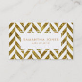 White Gold Herringbone Pattern make up Artist Visitekaartje (Voorkant)