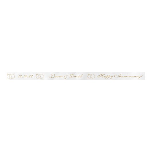 White Gold Jubileum Persoonlijke naam Datum Lint (Voorkant)