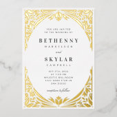 White Gold Leaf Giled Age Foil Invitation (Recto)